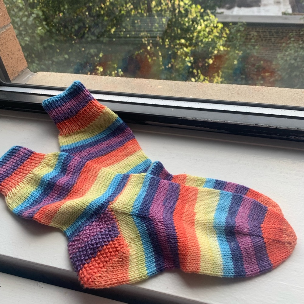 Hand-knit Rainbow Socks